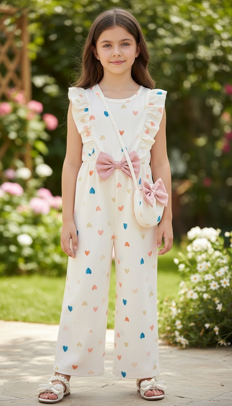 Pastel Polka Dot Jumpsuit with Bag