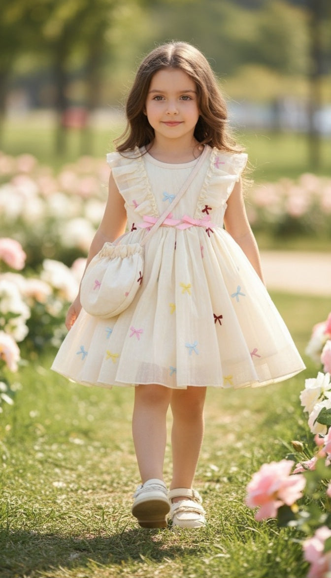 Bow Pastel Dress with Bag