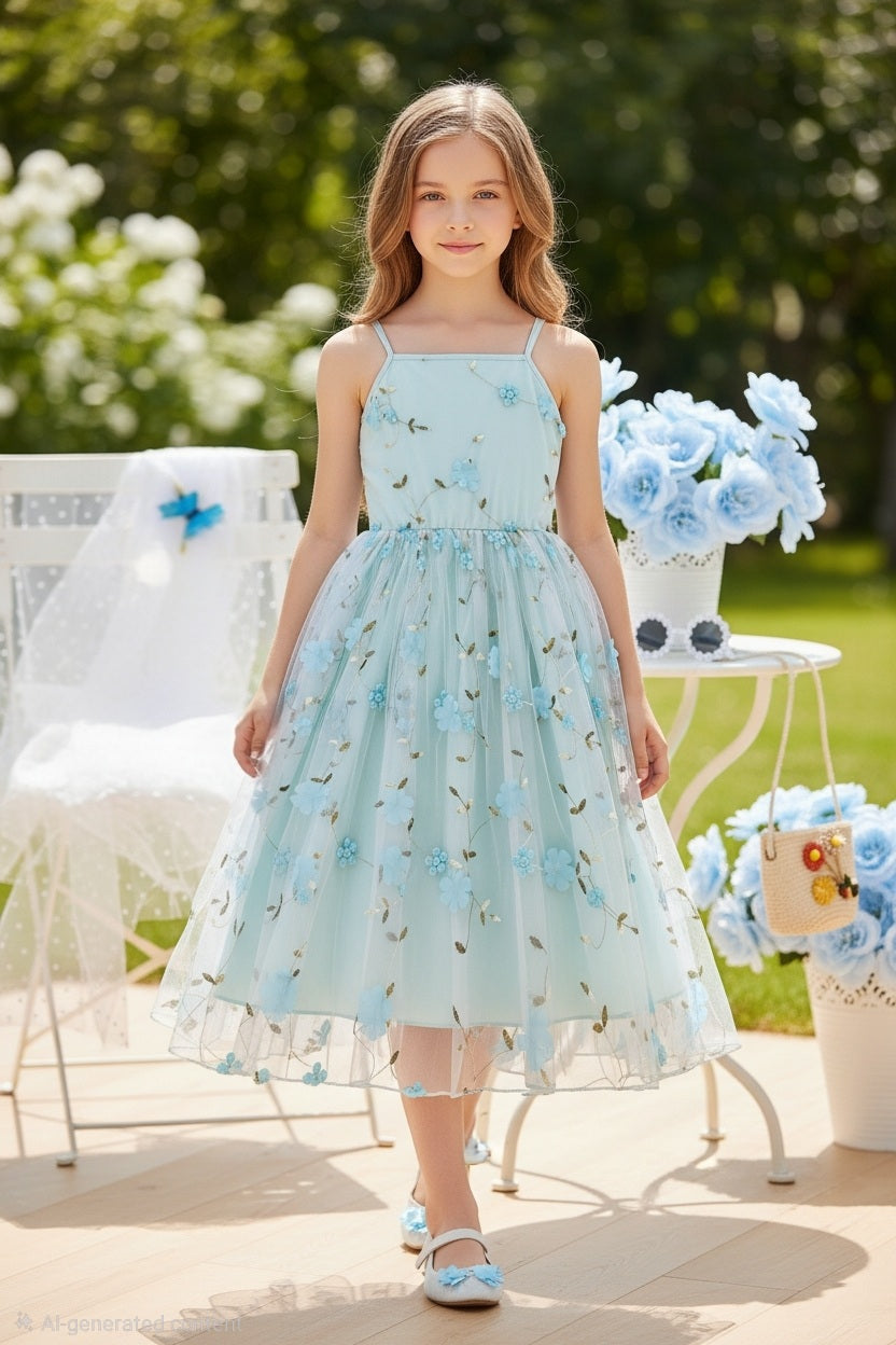 Sky Blue Floral Dress