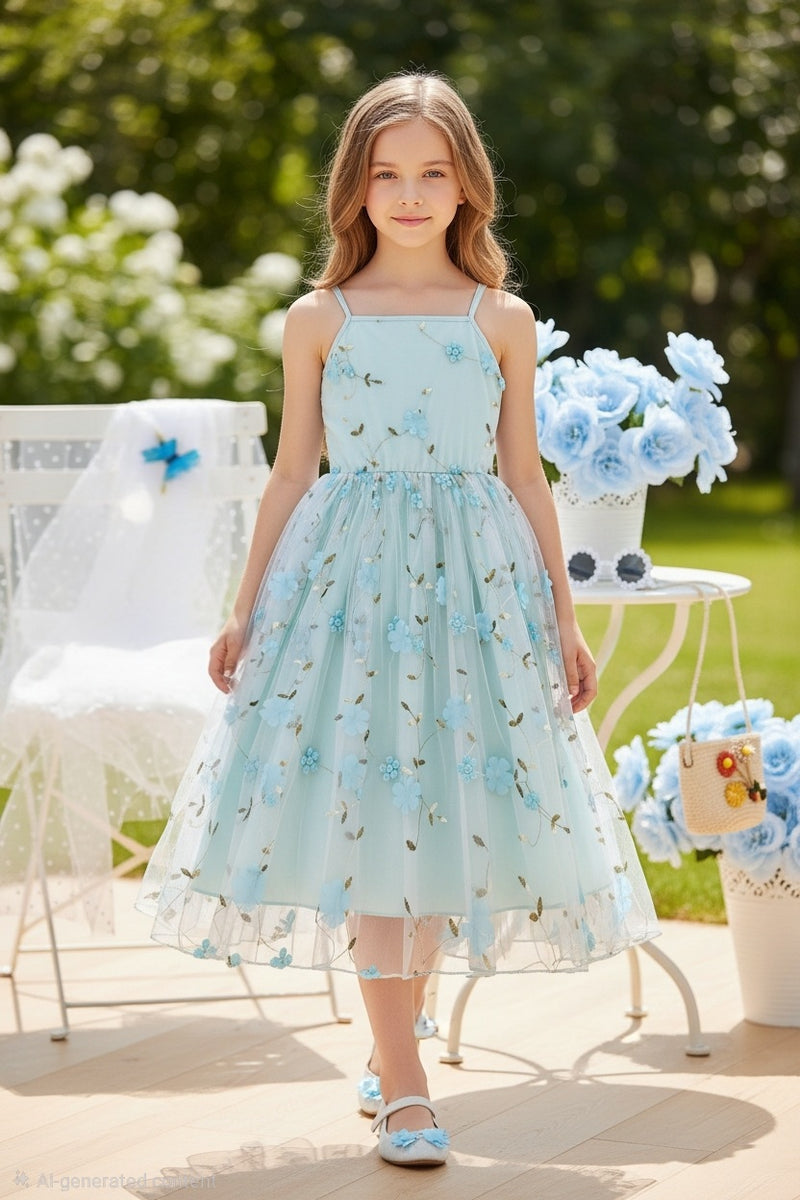 Sky Blue Floral Dress